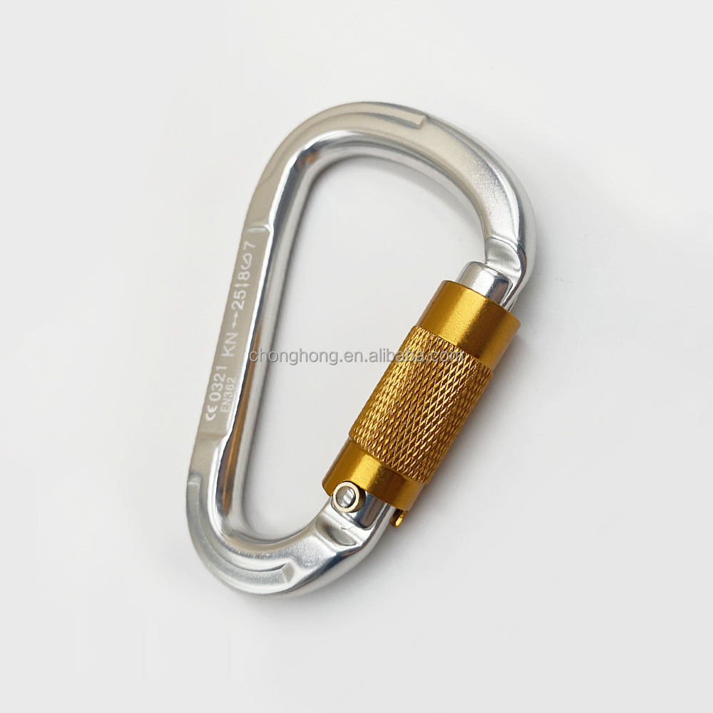 Auto Locking Rock Climbing Carabiner Clips 25KN Heavy Duty D-Shaped Caribeaners Hook for Rappelling Swing Rescue & Gym etc