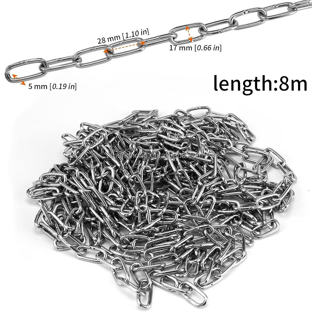 26 Feet x 3/16 Inch Heavy Duty Metal Chain Utility Chain 304 Stainless Steel Link Chain for Hanging Camping Guardrail Towing