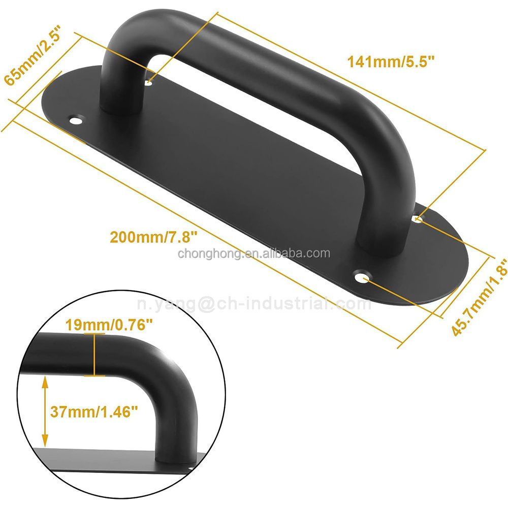 Matte Black Heavy Duty Barn Door Pull Handles Sliding Door Handle Pull Plate 7.8