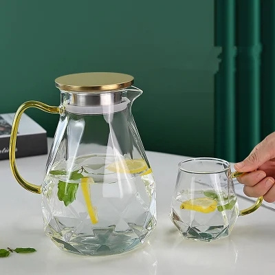 1500ml High Borosilicate Glass Artificially Blown Refrigerated Kettle Diamond Kettle