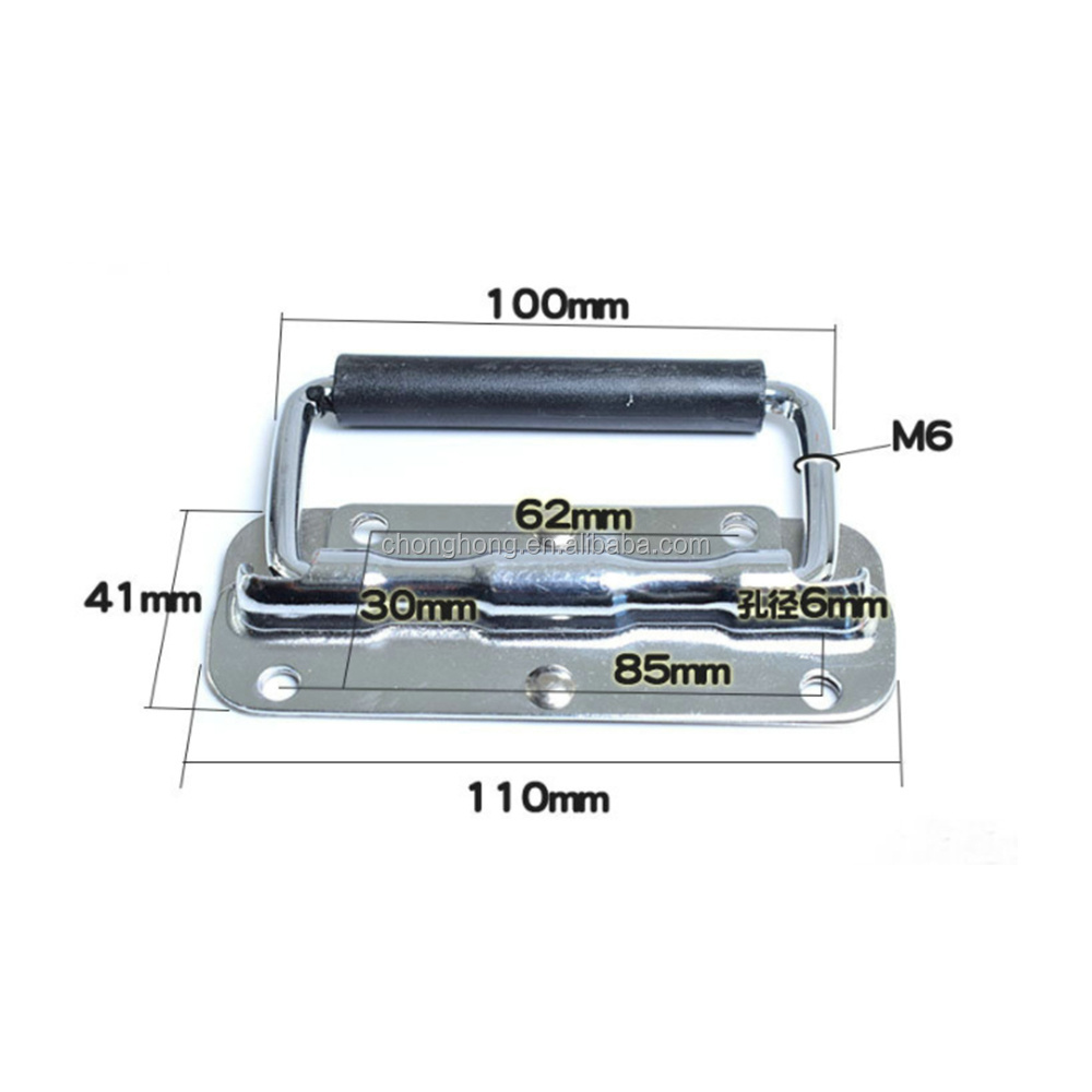 SUS304 Spring Loaded Case Handle Stainless Steel Surface Mount Chest Handle with Rubber Grip