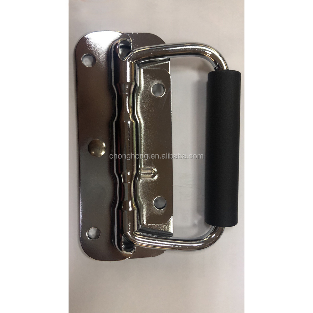 Hot Sale SUS304 Surface Mounted Chest Handle with Rubber Handle Stainless Steel Spring Loaded Case Handle for Flight Cabinet