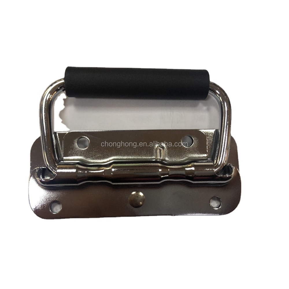 Hot Sale SUS304 Surface Mounted Chest Handle with Rubber Handle Stainless Steel Spring Loaded Case Handle for Flight Cabinet