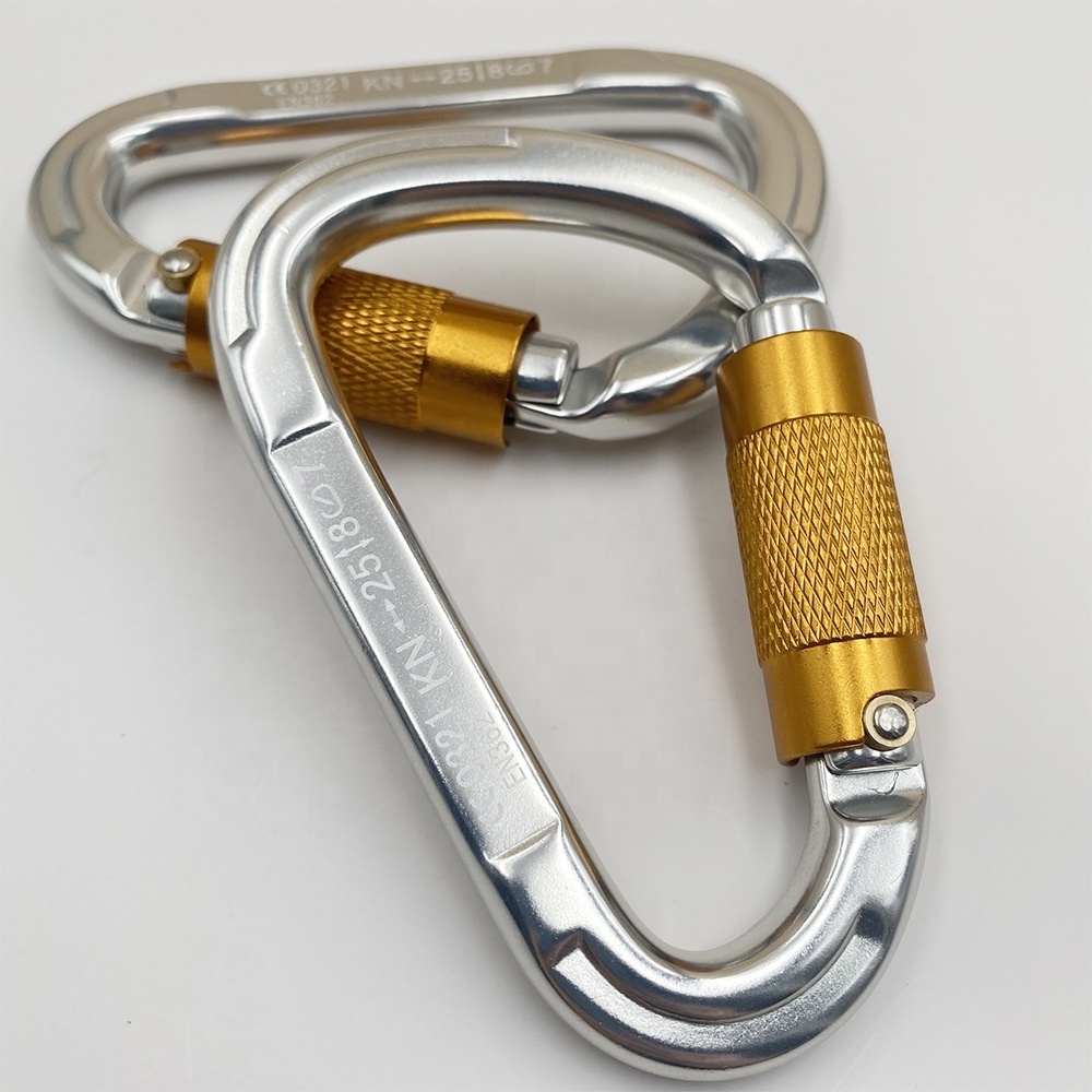 D Ring Spring Snap Key Chain Hook Screw Gate Hook 25KN Locking Carabiner Clip Caribeaner Clips Aluminum Climbing Carabiner