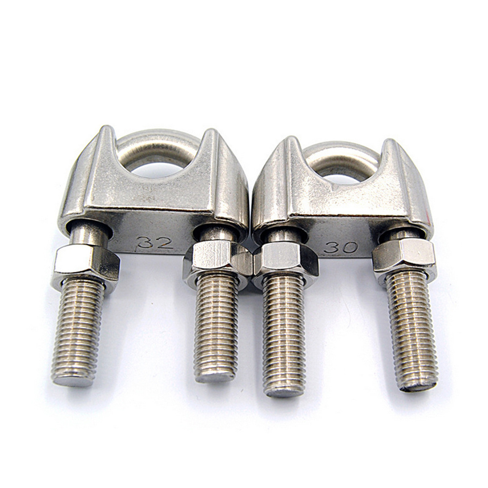 M3 to M60 DIN741 Type Cable Clamp with Groove Stainless Steel Wire Rope Cable Clip Clamps Wire Rope Clamp U Bolt Saddle Fastener