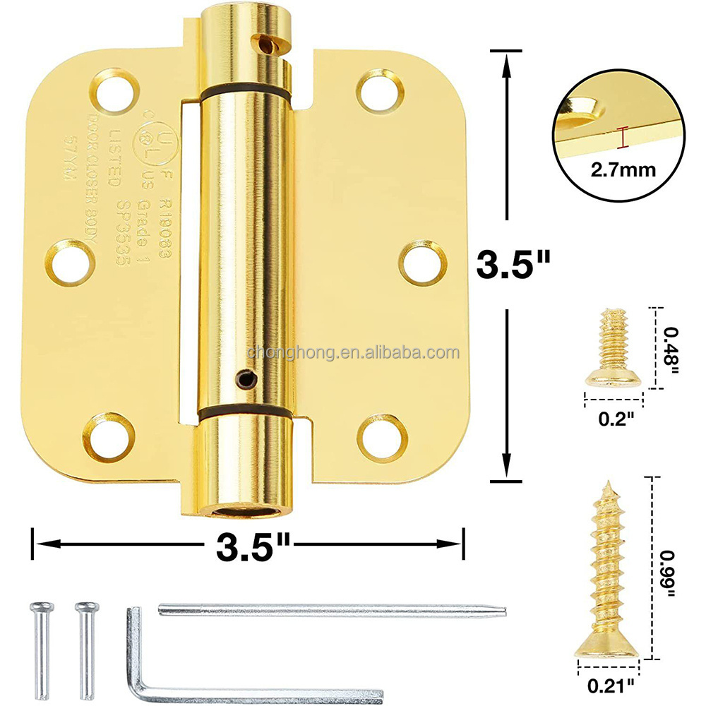 Self-closing Door Closer Hardware Heavy Duty Mute Gate Hinge Thickened Folding Flush Hinge 3.5 inch American Style Spring Hinge