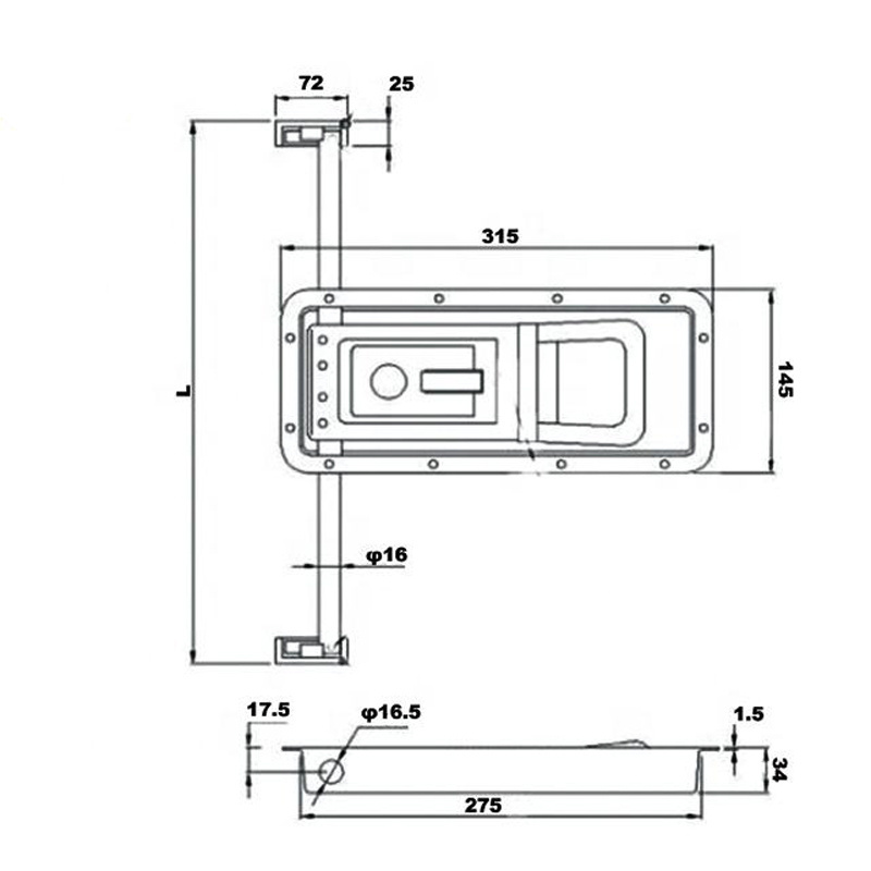 Recessed Cam Lock Door Handles Refrigerated Van Truck Side Door Lock