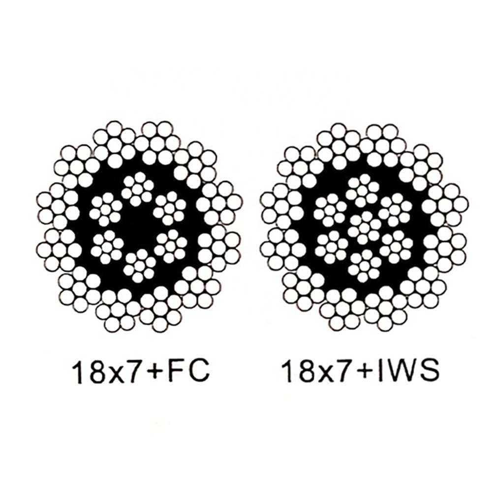 18x7+FC / 18x+IWS Diameter 4mm 6mm 8mm 10mm 12mm 14mm 16mm 18mm 20mm 304/316 Stainless Steel Wire Rope