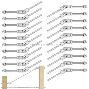 T316 Stainless Steel Adjustable Angle Cable Railing Swage Threaded Stud Tension End Fitting Terminal for 1/8" Wire Rope Fitting