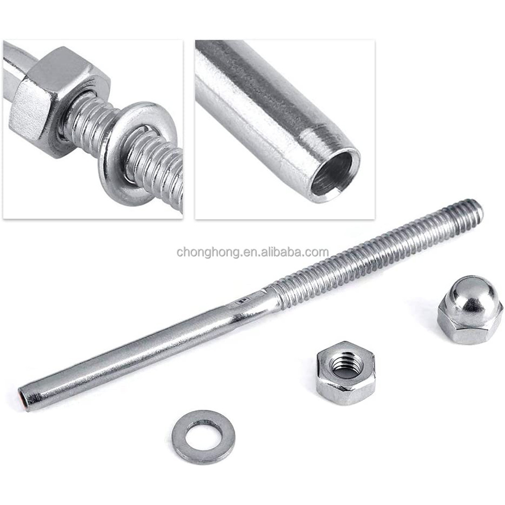 Threaded Terminal Stud Cable Railing Stud Tension End Fitting Terminal for 3/16