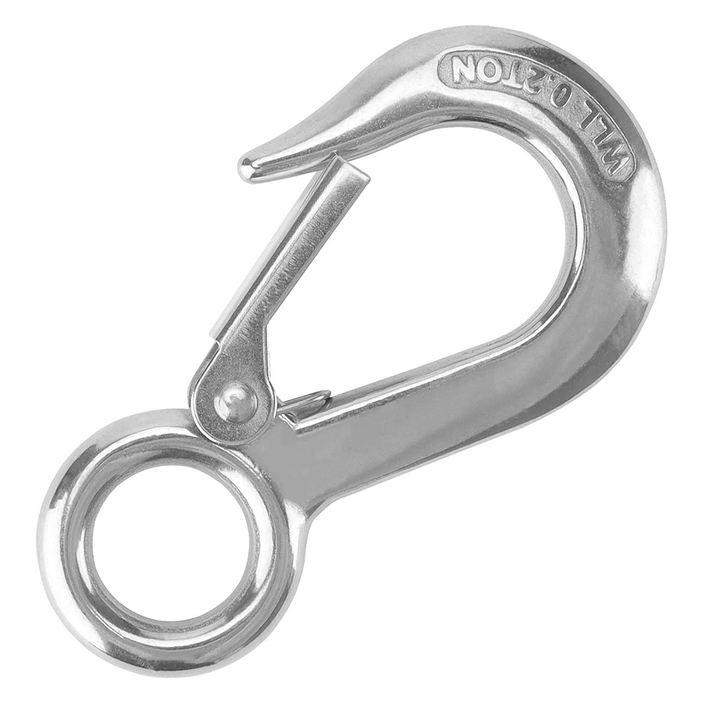 Eye Safety Snap Hook Stainless Steel 304 Lifting Grab Hooks Rigging Accessory, 0.2T Eye Slip Hook with Latch