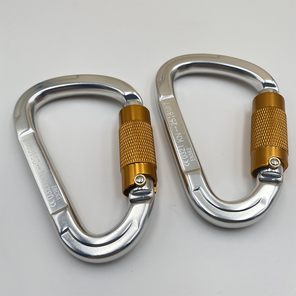 D Ring Spring Snap Key Chain Hook Screw Gate Hook 25KN Locking Carabiner Clip Caribeaner Clips Aluminum Climbing Carabiner