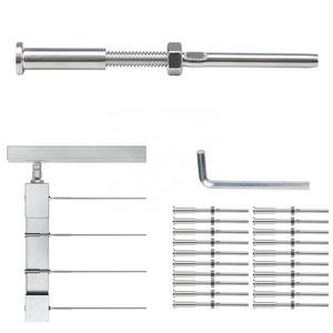 Cable Railing Kit Hand 1/8" Swage Threaded Stud Tensioner Hardware 4" Long for 2"x2" Metal Post Deck Stairs T316 Stainless Steel