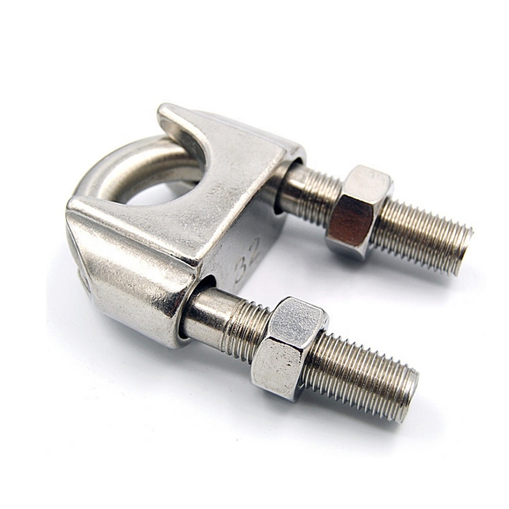 M3 to M60 DIN741 Type Cable Clamp with Groove Stainless Steel Wire Rope Cable Clip Clamps Wire Rope Clamp U Bolt Saddle Fastener