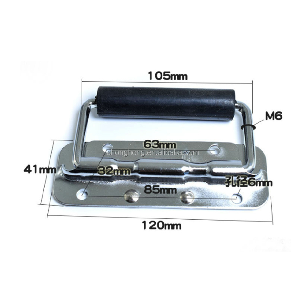 SUS304 Spring Loaded Case Handle Stainless Steel Surface Mount Chest Handle with Rubber Grip