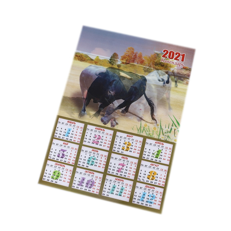 2021 3D Lenticular Printing office table calender desk calender wall calender hanging calendar