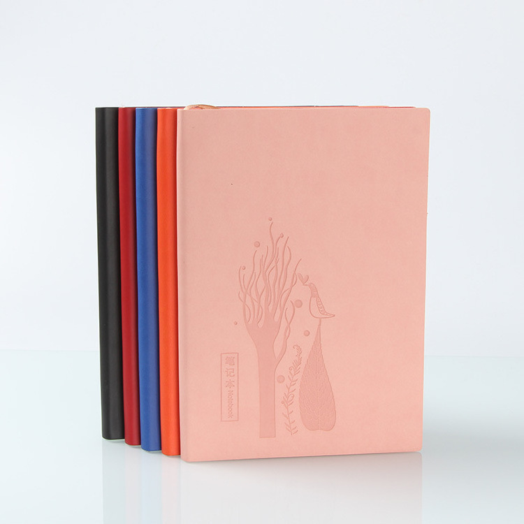 Solid color Classic PU leather soft cover Elegant lined pu cover notebook