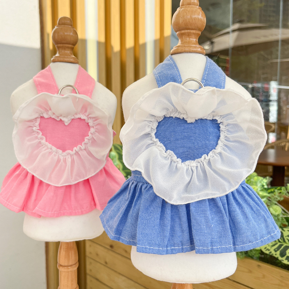 NEW Spring/Summer Princess Skirt Dog Cat Lace Love Cowboy Strap Skirt Small and medium-sized dog Pomeranian Teddy clothes