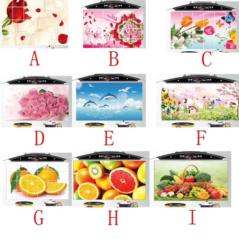 Kitchen Oil Proof Removable Wall Stickers Home Art Fruit Vegetables Pattern Wall Decor