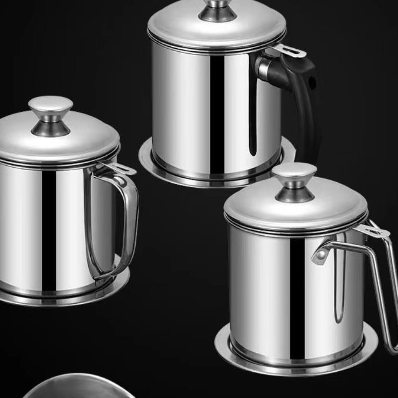 Stainless Steel Filter Oil Pot Household Pouring Oil Bottle Kitchen with Lid Filter Oil Pot