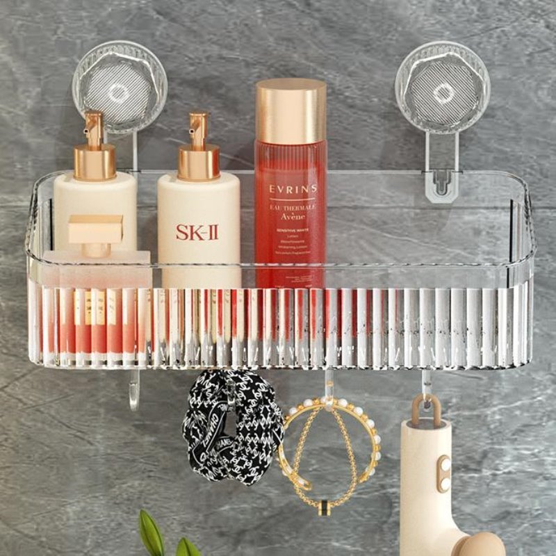 Light Luxury Bathroom Suction Cup Storage Rack Wall Hanging Storage Rack Hand Washing Toothbrush Toothpaste Storage Shelf