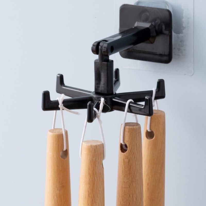 Multifunctional Rotating Hook Kitchen Storage 360-degree Six-claw Seamless Hooks Household Punch-free Sticky Hook