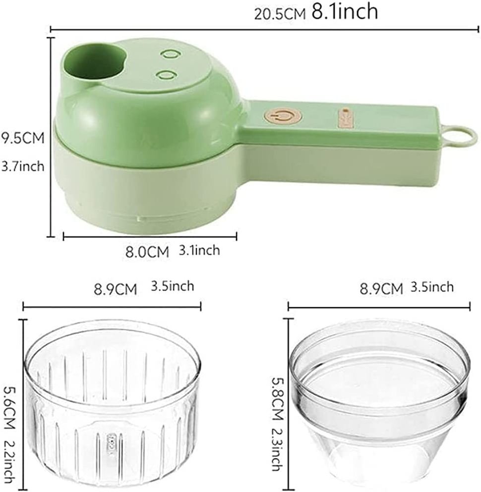 Electric Vegetable Cutter Set USB Electric Portable 4 In 1 Mini Food Chopper for Garlic Kitchen Vegetable Cutter