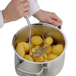 Stainless Steel Kitchen Gadget Potato Masher Press Cooking Tool Mashed Potatoes Wavy Pressure Ricer Accessories