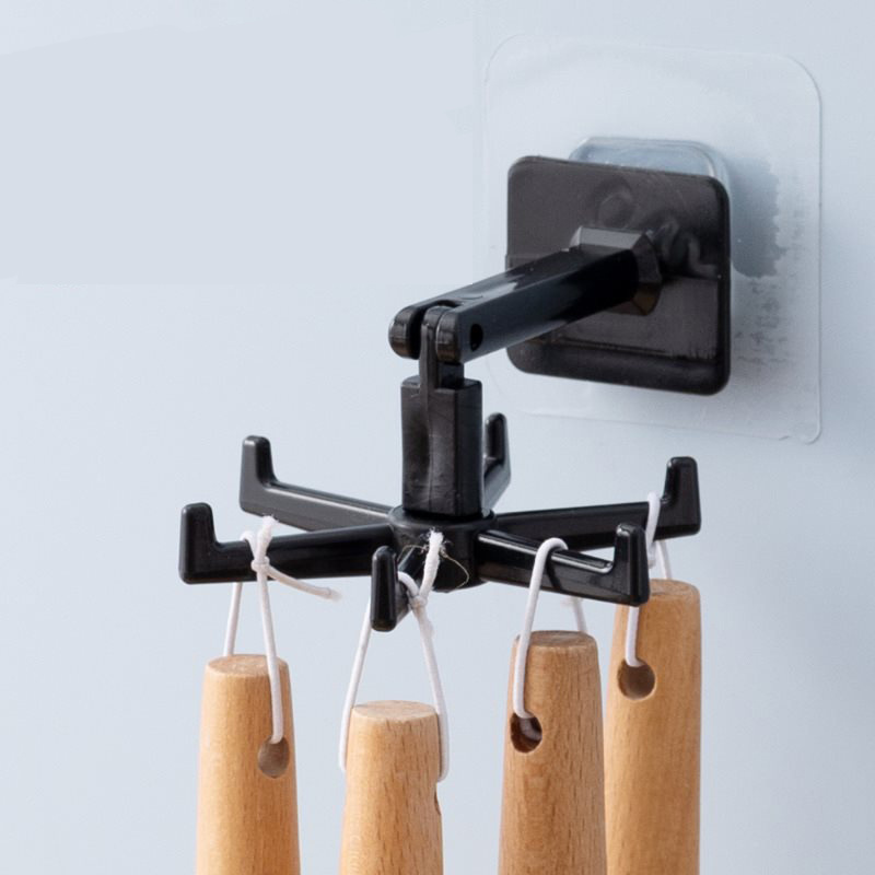 Multifunctional Rotating Hook Kitchen Storage 360-degree Six-claw Seamless Hooks Household Punch-free Sticky Hook