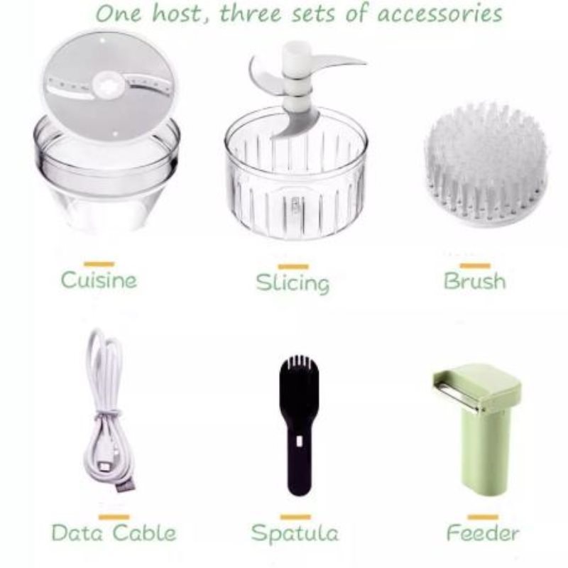 Electric Vegetable Cutter Set USB Electric Portable 4 In 1 Mini Food Chopper for Garlic Kitchen Vegetable Cutter