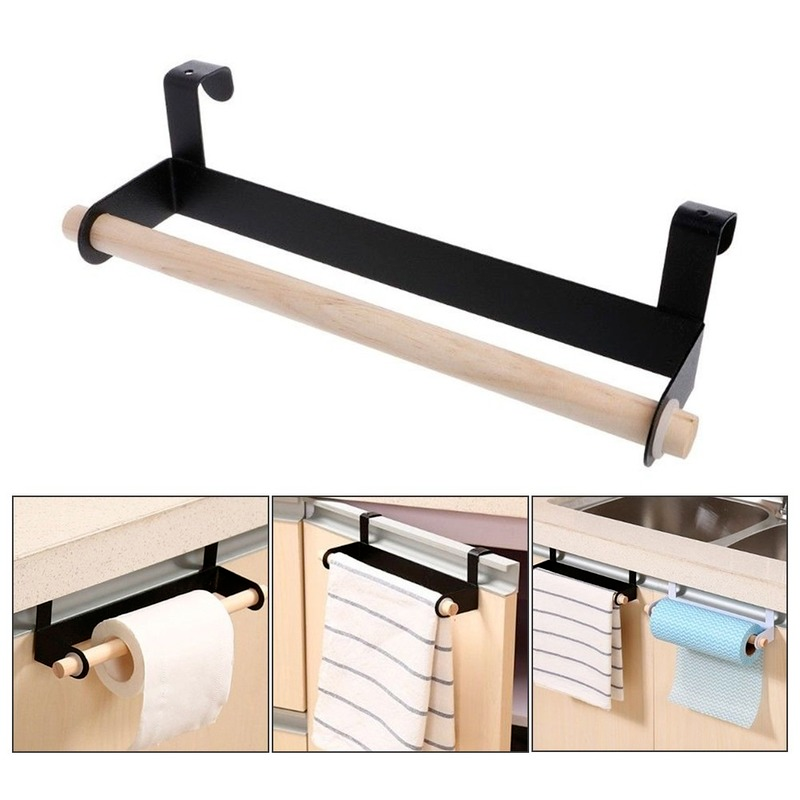 Iron Kitchen Tissue Holder Hanging Bathroom Toilet Roll Paper Holder Towel Rack Shelf Kitchen Cabinet Door Hook Holder