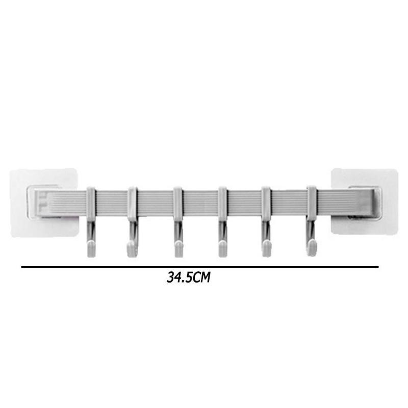 Multifunctional 6-row hooks no punching towel racks kitchen strong hooks bathroom organizer wall shelf