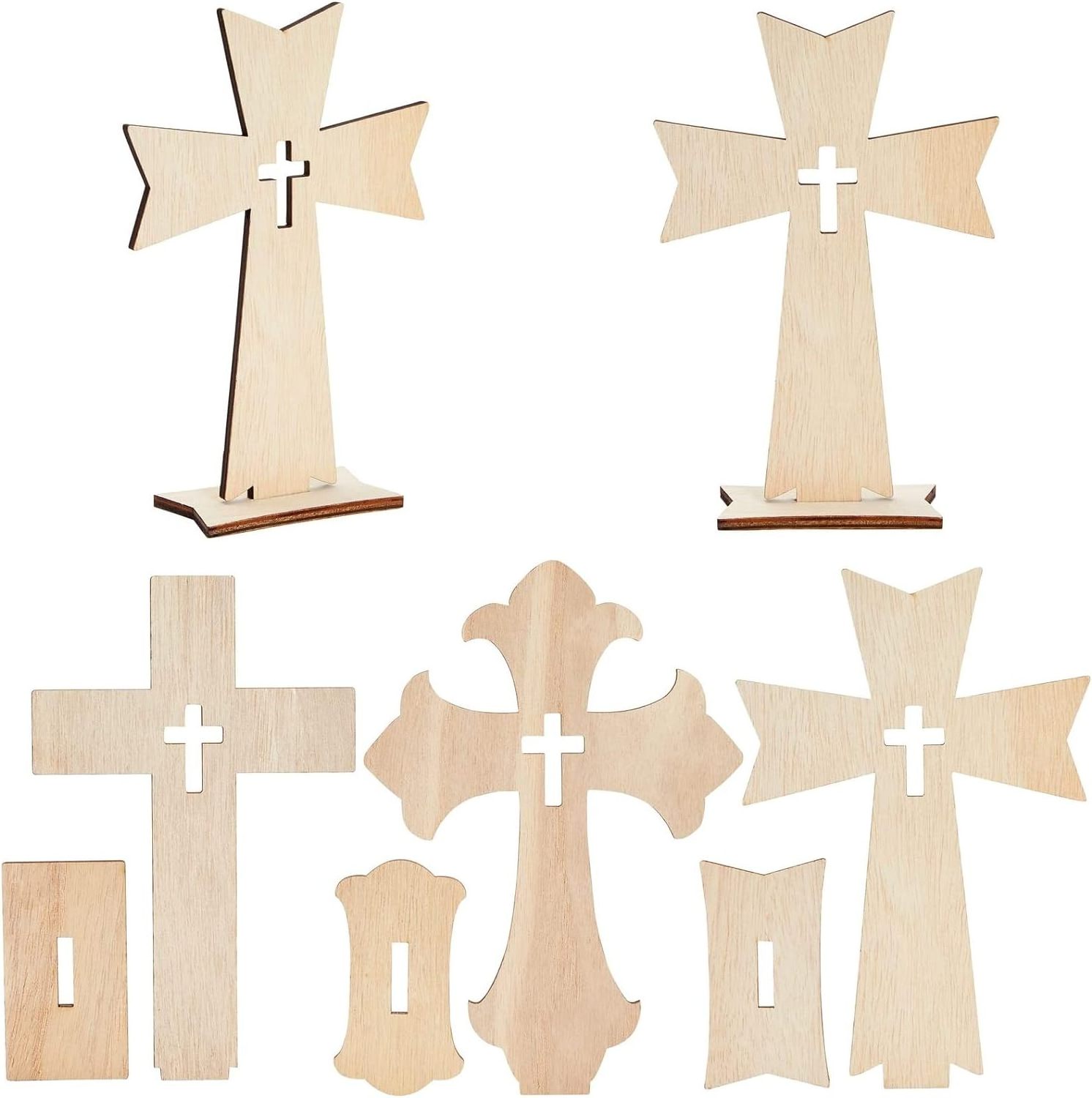 Custom Natural Wood Crafts Unfinished DIY Wood Cross Wooden Cross for Grave