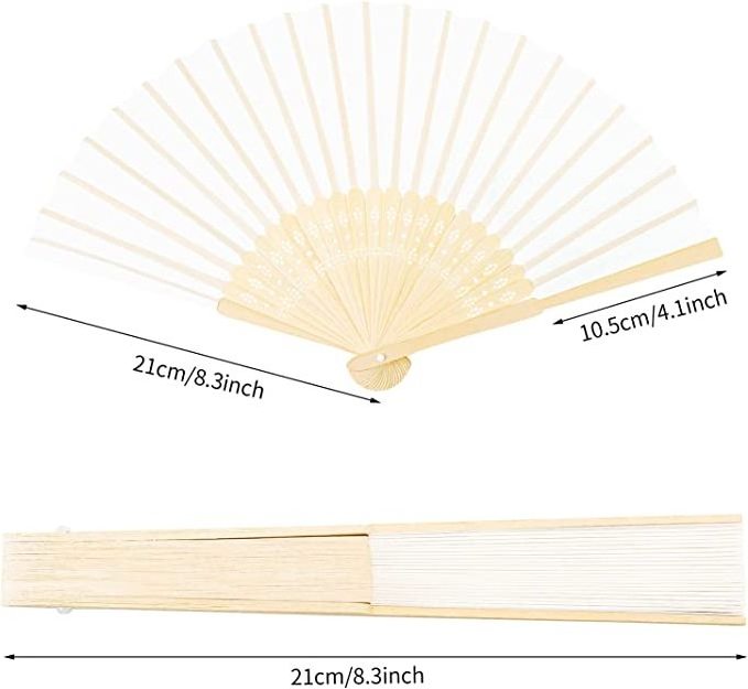 DIY Cute Wholesale Wooden Folding Bamboo Hand Fan With Pouch Chinese Folding Fans Silk Veil Fans