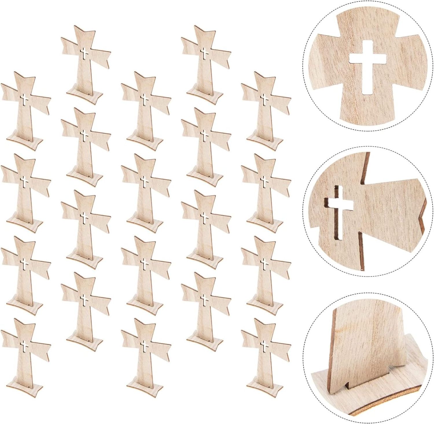 Custom Natural Wood Crafts Unfinished DIY Wood Cross Wooden Cross for Grave