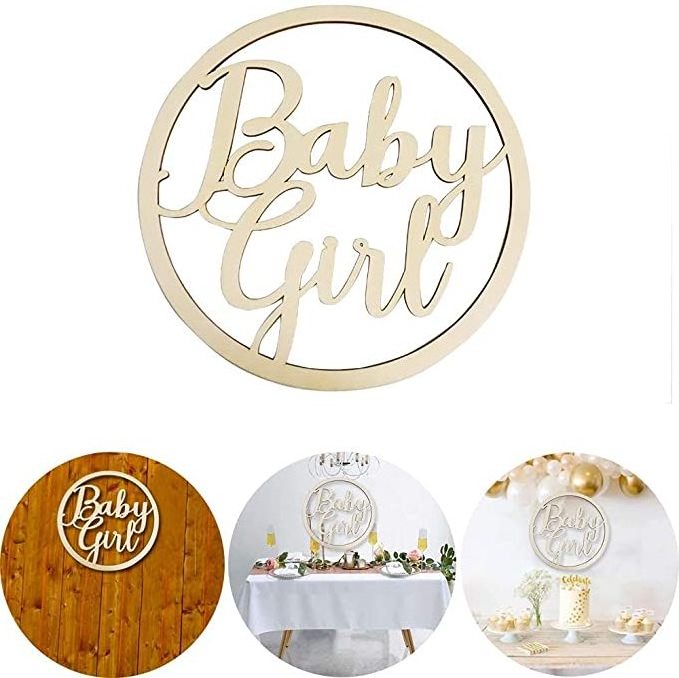 Custom Laser Cutout Wooden Baby Girl Letters for Girl Baby Shower Photo Booth Props Door Decorations