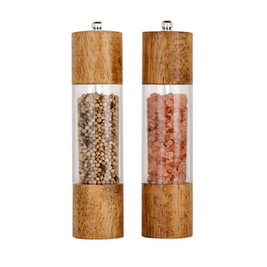 Acrylic Salt and Pepper Grinder Set Wooden Shakers with Adjustable Ceramic Core Wooden Pepper Grinder Mill for Kitchen