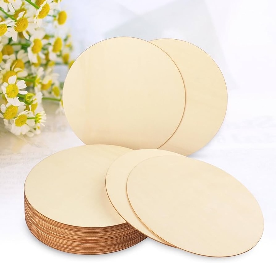 Wood Crafts Wood Circle Plywood Laser Engraving Blanks Wooden DIY Round Drawing Board for Kids For Christmas Decorations