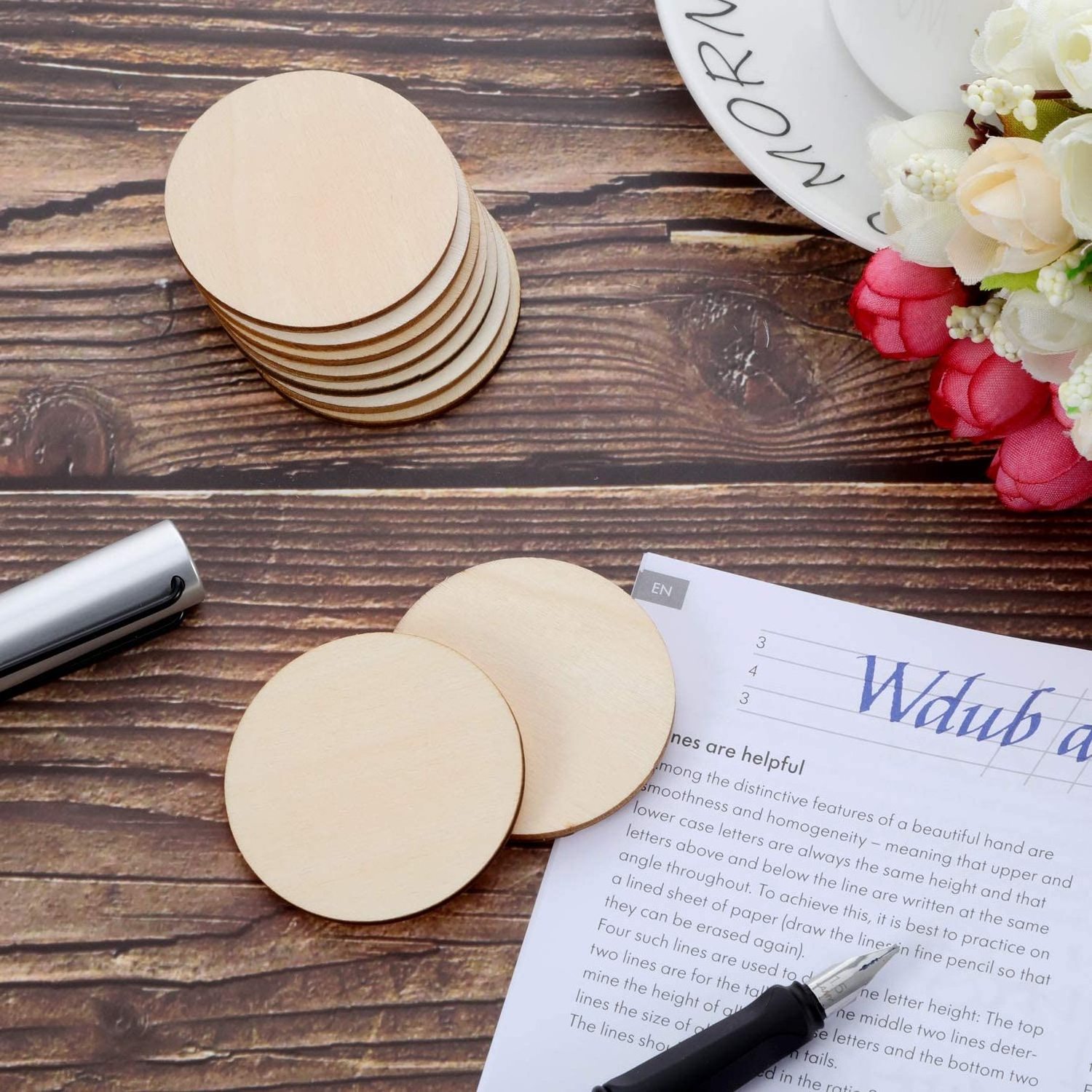 Wood Crafts Wood Circle Plywood Laser Engraving Blanks Wooden DIY Round Drawing Board for Kids For Christmas Decorations