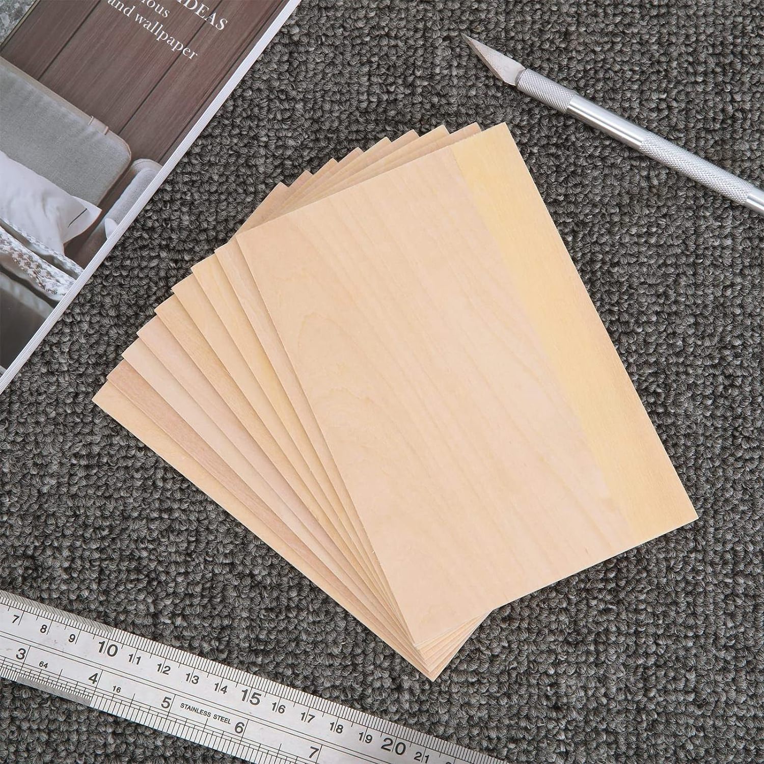 8 x 12 Inch 3mm Basswood Sheets Unfinished Basswood Board for Crafts Cutting Wood Burning DIY Architectural Models Staining