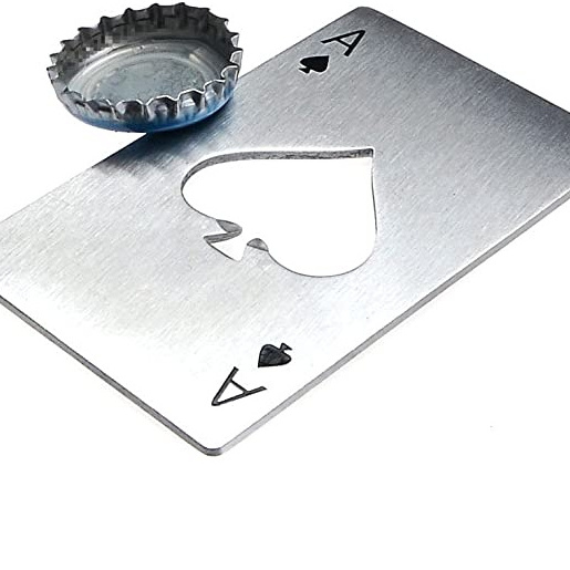 RTS Poker Card Beer Bottle Opener Stainless Steel Made Customized Logo Casino Poker Shaped Beer Flat Speed Bottle Opener