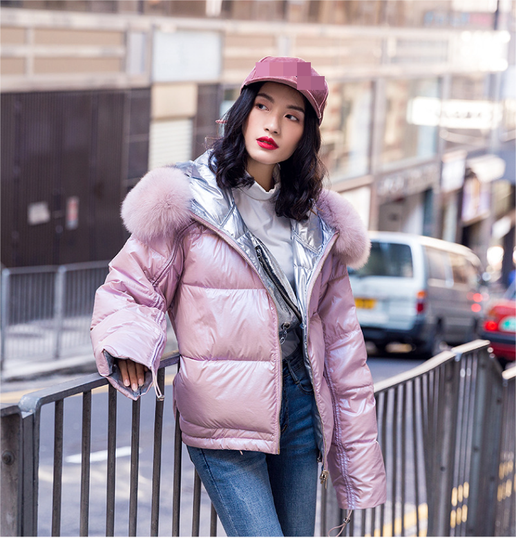 Ladies Warm Winter Coats Latest Design Real Korean Fur Fox Coat Hooded Shinny Puffer Jacket Girls Women'S Jackets Coats