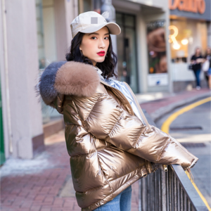 Ladies Warm Winter Coats Latest Design Real Korean Fur Fox Coat Hooded Shinny Puffer Jacket Girls Women'S Jackets Coats