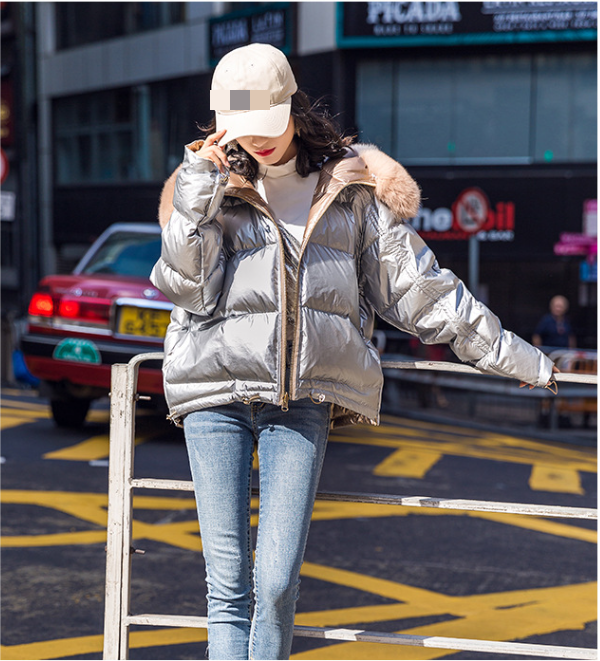 Ladies Warm Winter Coats Latest Design Real Korean Fur Fox Coat Hooded Shinny Puffer Jacket Girls Women'S Jackets Coats