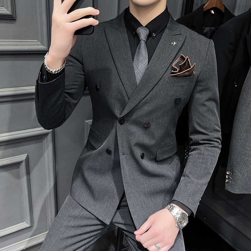 wholesale Men  Suits 3 Pieces Blazer Vest Pants Set Single Breasted Formal Wedding Business Men's