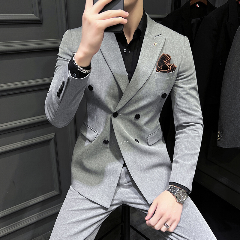 wholesale Men  Suits 3 Pieces Blazer Vest Pants Set Single Breasted Formal Wedding Business Men's