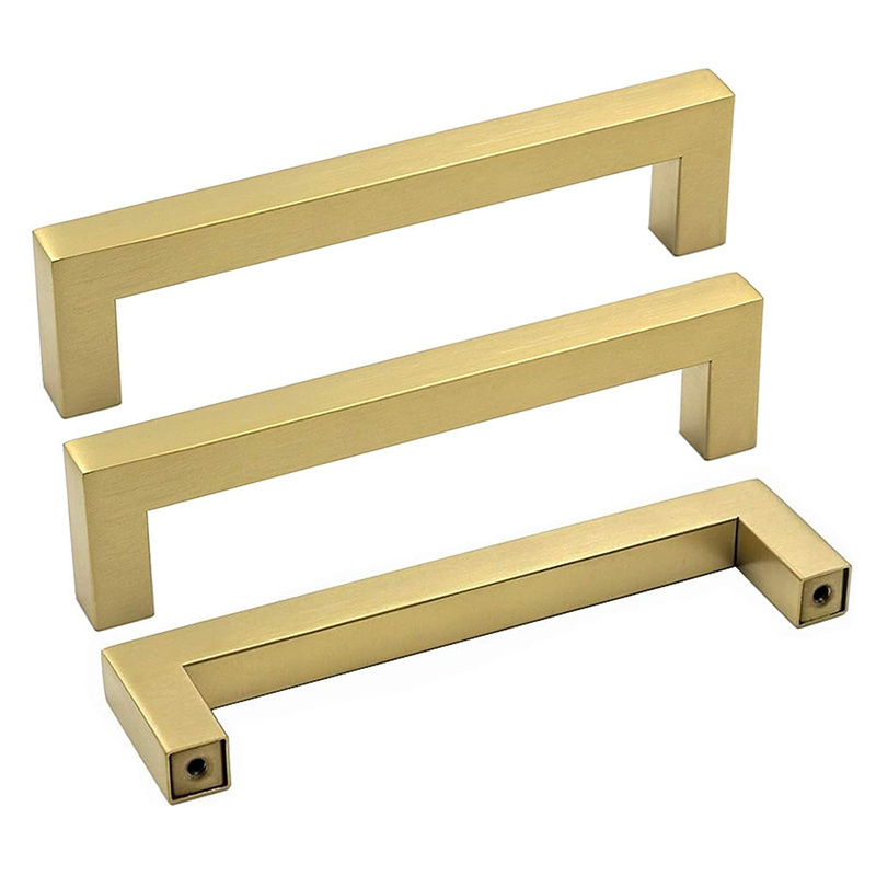 5 Inch Gold Cabinet Pulls Brushed Brass Gold Cabinet Handles Square Brushed Gold Kitchen Hardware Pulls for Dresser Drawers