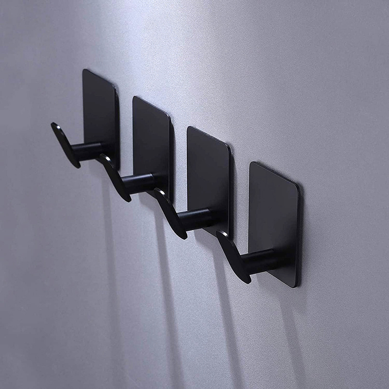 Matte Black Gold Stainless Steel Self Adhesive wall Hook Stick on Bathroom Kitchen Towel Coat Wall Hooks