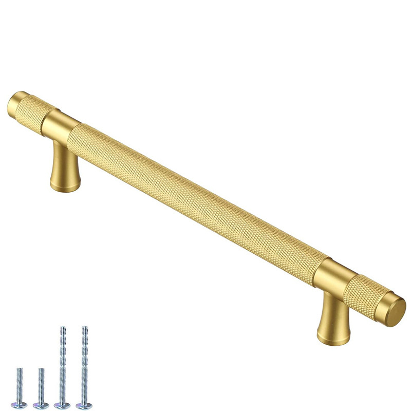 Cabinet Handles Gold Knurled Cabinet Pull 5 Inch Hole Centers (7 Inch  Length) Brushed Brass Cabinet Pulls and Gold Handles