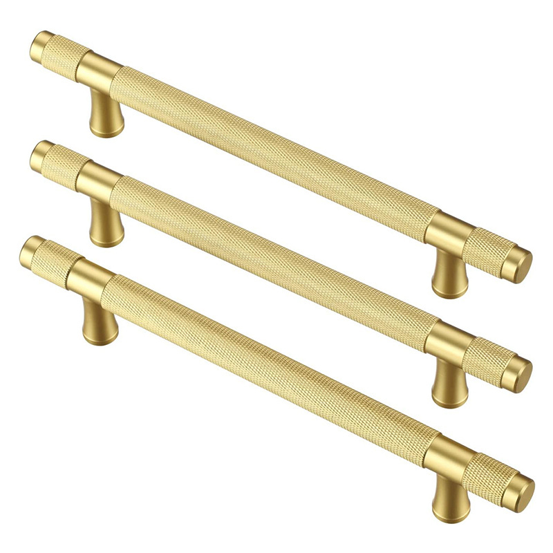 Cabinet Handles Gold Knurled Cabinet Pull 5 Inch Hole Centers (7 Inch  Length) Brushed Brass Cabinet Pulls and Gold Handles